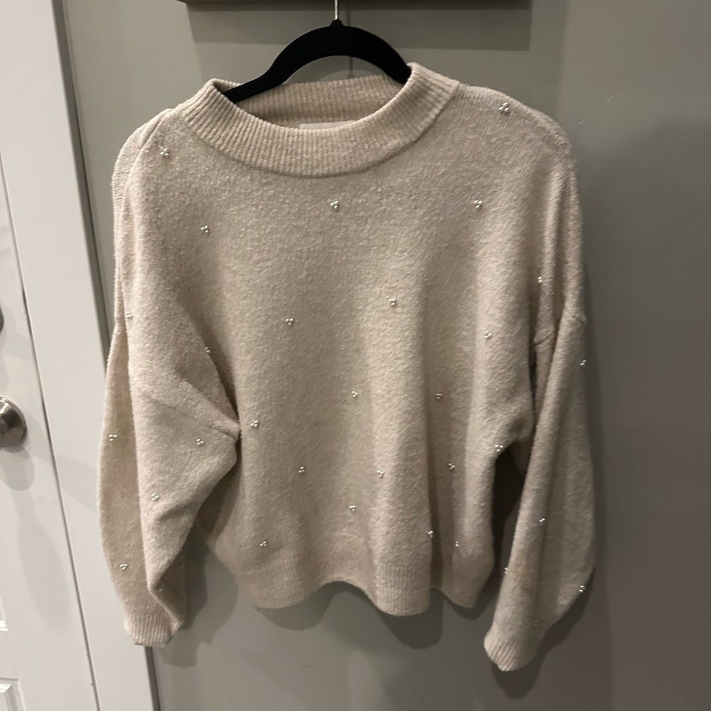 Cream Sweater with Pearls. USED — In excellent condition. No stains or flaws!